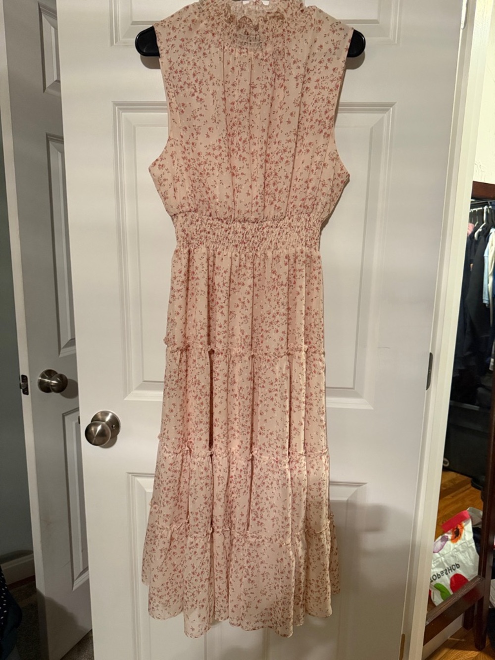 Sleeveless Pink Floral Maxi Dress